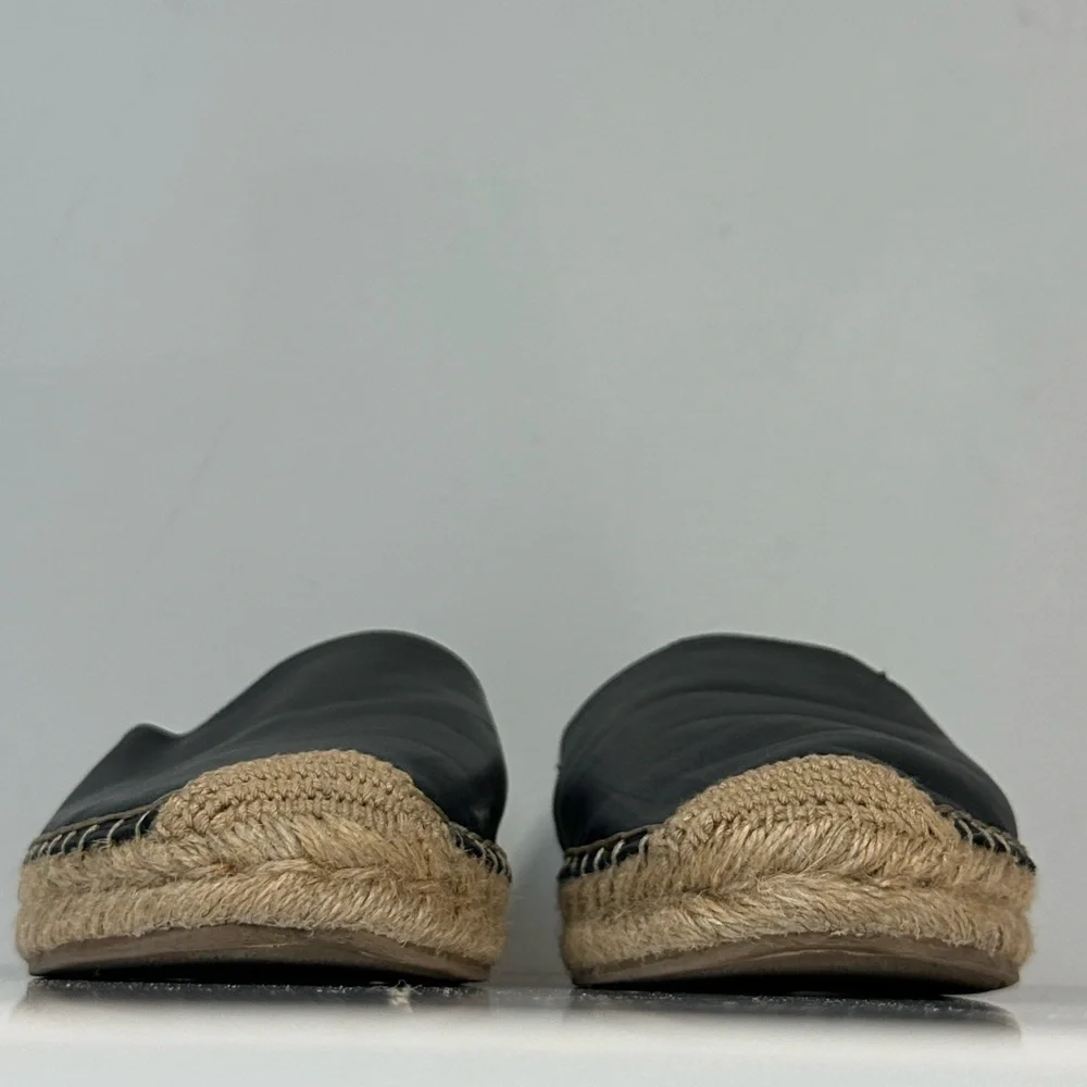 Sam Edelman Kesia Black Leather Espadrille Flats Size 10